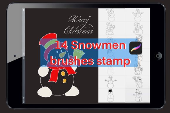 14 Snowmen Brushes Stamp: Procreate Holiday Magic