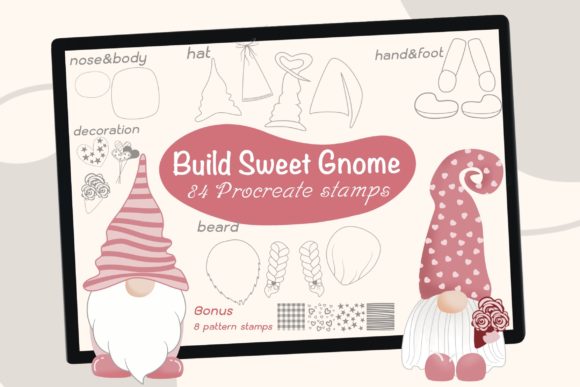 84 Build Sweet Gnomes Procreate Stamps: Your Shortcut to Whimsical Design