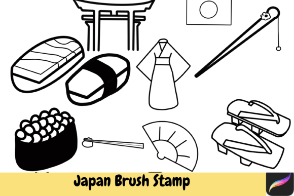 Authentic Japanese Charm: Procreate Brush Stamps for iPad