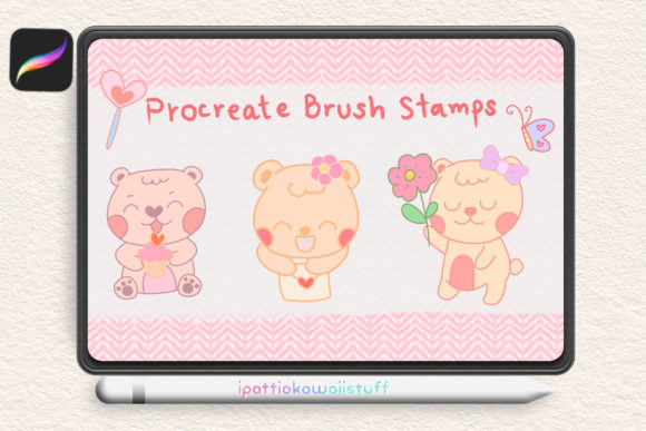 Charming Design with Valentines Bear Procreate Brush Stamp