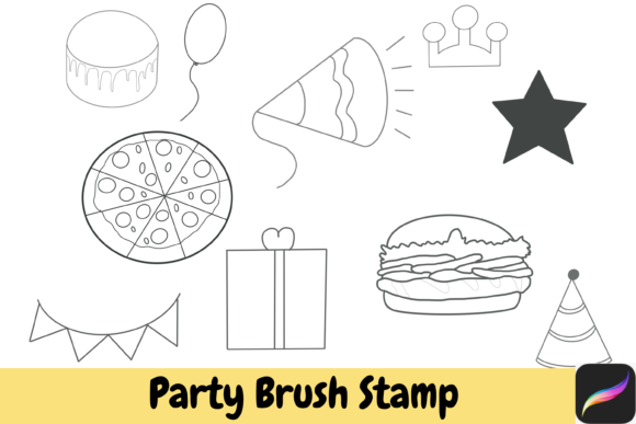 Party Procreate Hand Drawn Brush Stamps: Instant Festive Fun