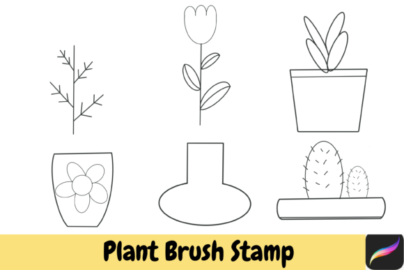 Plant Procreate Hand Drawn Brush Stamps: Instant Botanical Design