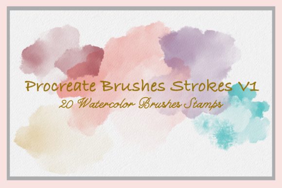 Procreate Brushes Strokes V1: 20 Watercolor Stamps for Digital Art