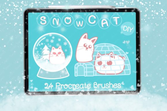 Snow Cat Christmas: Festive Procreate Brush Set