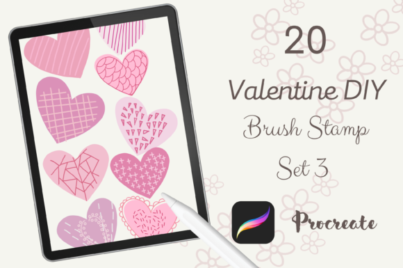 Valentine DIY Brush Stamps: 20 Procreate Designs for Instant Charm